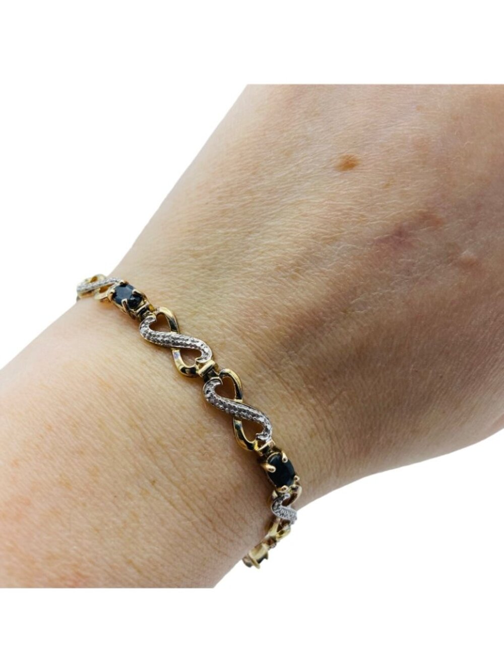 Ross Simons Gold Vermeil Sapphire Illusion Tennis Bracelet 7.25in Eternity